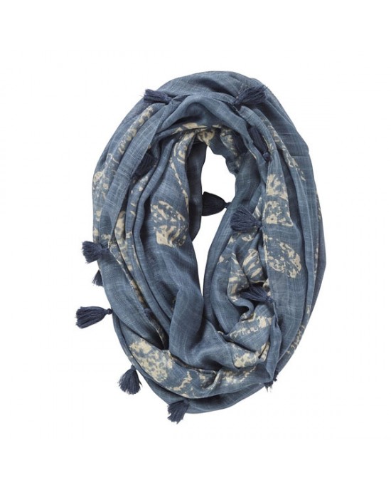 Snood Neck Scarf Leaf Blue, Elveden-SCARVES, SHAWLS, PASHMINAS Snood Neck Scarf Leaf Blue, Elveden