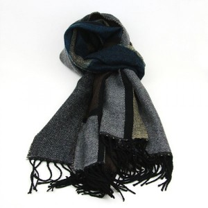 Terry Checks Scarf Teal Grey Chocolate