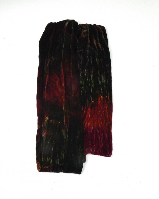 Multi Coloured Silk Velvet Scarf, Earth-SCARVES, SHAWLS, PASHMINAS Multi Coloured Silk Velvet Scarf, Earth